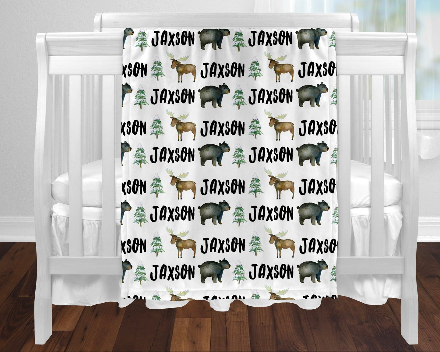 Woodland Animals Personalized Baby Blanket, Cute Name Minky Blanket, Baby Shower Gift, Gender Reveal Gift, Gift for Baby, Baby Boy